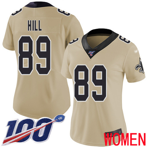 New Orleans Saints Limited Gold Women Josh Hill Jersey NFL Football 89 100th Season Inverted Legend Jersey